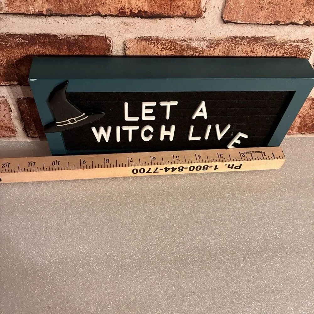 Halloween Block Saying Set Of 2 LET A WITCH LIVE and CAULDRO MAKE YOUR OWN MAGIC